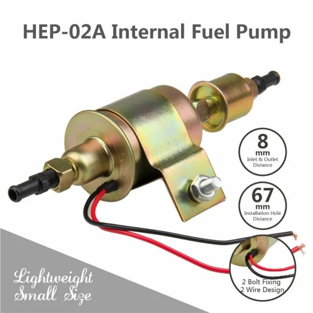 12V 8mm Electric Fuel Pump Fit 5/16" Hose Size 5-9PSI Gas Diesel For Car Tractor