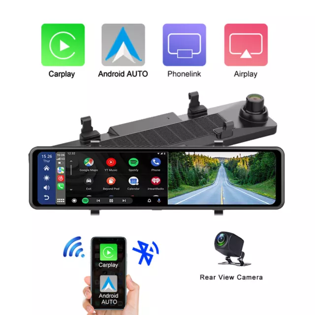 Mirror Dash Cam Wireless CarPlay Wireless Android Auto Car Camera Front and Rear