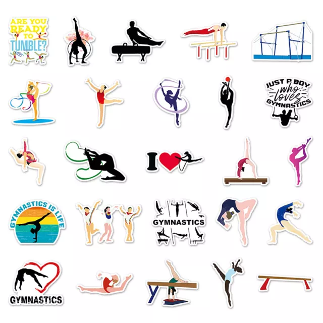 50pcs Artistic Gymnastics Stickers Gift Toys Laptop Suitcase Skateboard Decal Le