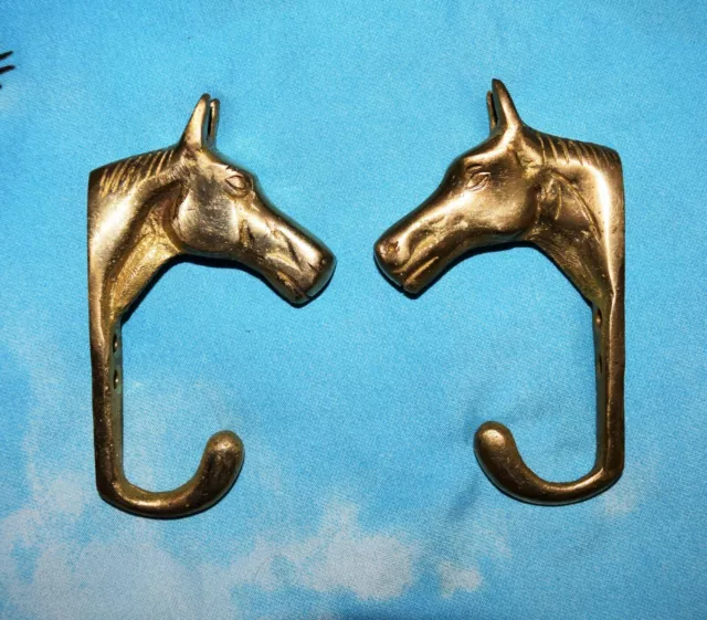 Brass Royal Wall Hook Pair Horse Handmade Golden Finish Coat Hat Key Hanger AR90