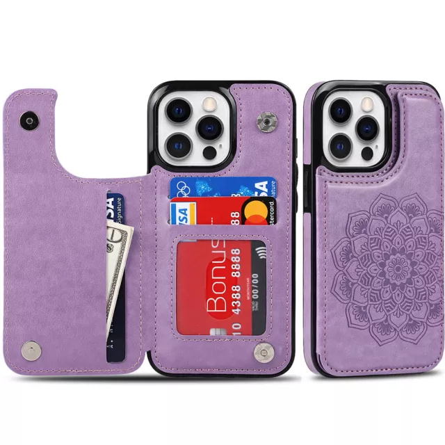 For iPhone 15 Pro Max/15 Pro/15 plus /15 Wallet Case Card Holder PU Leather Slot