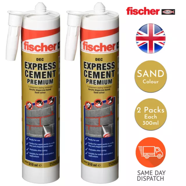 Fischer Express Cement Ready Mix Brick Pointing Crack Gap Repair Filler Pks of 2