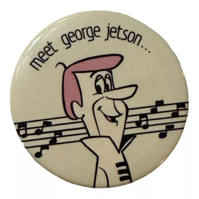 Vintage Meet George Jetson Button Pinback 1983 Hanna Barbera Small 1.5"