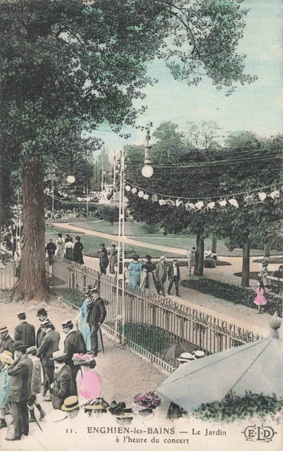 Cpa Val D'oise 95 Enghien Les Bains Le Jardin A L'heure Du Concert