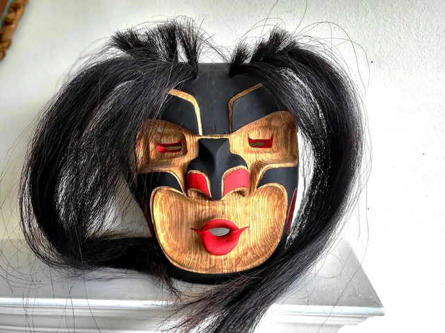 Northwest Coast native First Nation carved  Dzunukwa Mask, guaranteed authentic