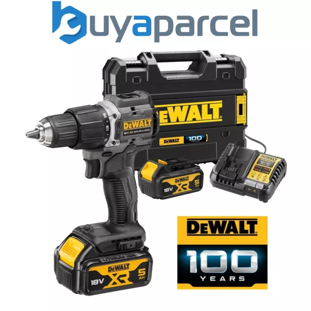 Dewalt DCD100P2T Black 18v XR Brushless Compact Combi Hammer Drill 100 Year