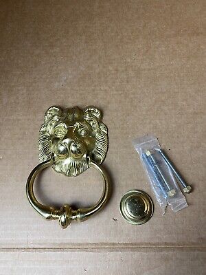 vintage brass lion head door knocker original hardware 7”