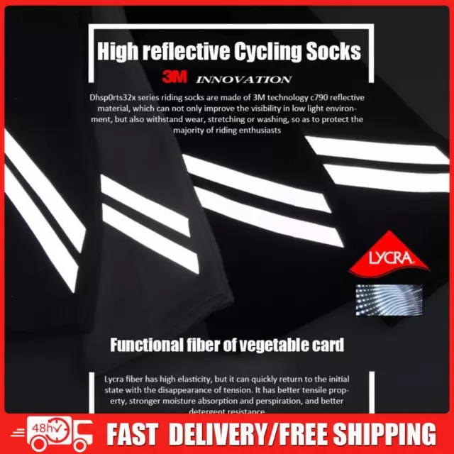 DH Reflective Cycling Socks Bicycle Sport Fitness Night Riding Sock (Black)
