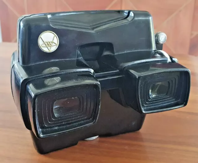 Vintage Viewmaster Model D 3D Fokussier-Viewer schwarz selten funktionierend P573