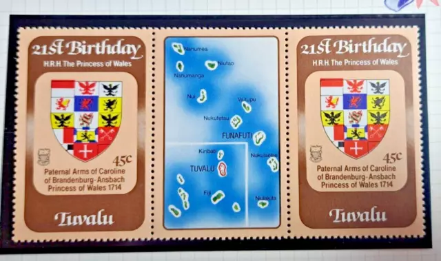 Tuvalu Stamp Sc 171, Princess Diana Birthday, Inverted Watermark Variety GP (GT)
