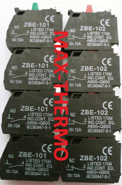 NEW LOT OF 4+4 PCS FITS FOR TELEMECANIQUE Schneider CONTACT ZBE-101 + ZBE-102
