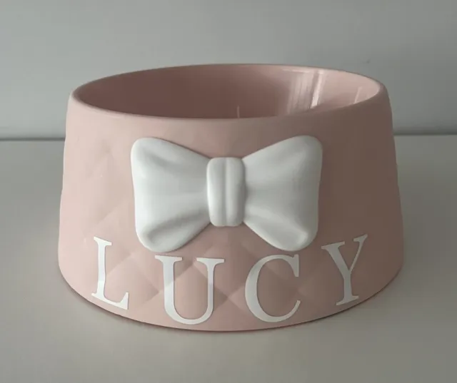 Pink  Dog/Cat Bowl with bow design - Personalised with name