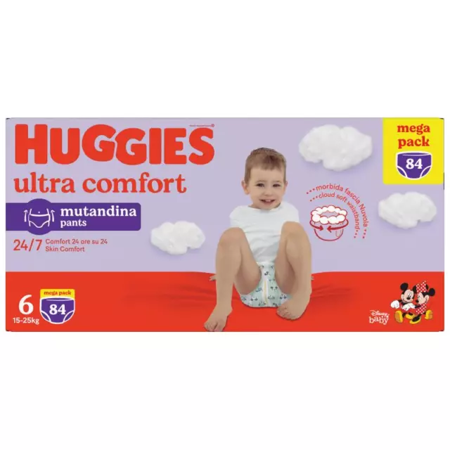 Huggies Ultra Comfort Mutandina Mega Pack  Da 84 Pannolini Taglia 6 (15-25  Kg)