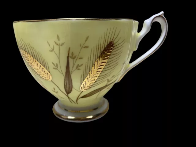 Vintage Queen Anne England Yellow Gold Wheat Tea Cup - Repaired on bottom