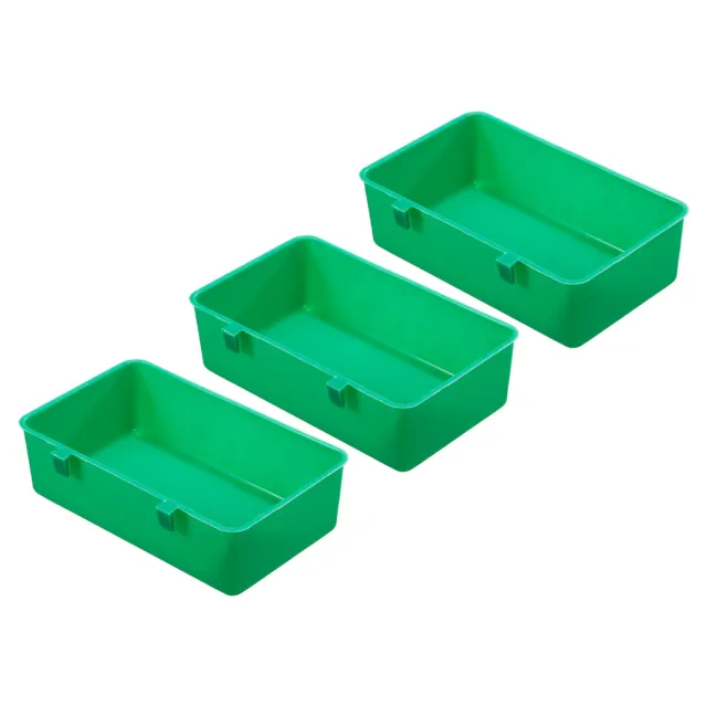 3Pcs Bird Feeder Box Plastic Parrot Cage Feeder Water Hanging Dish Cups Green