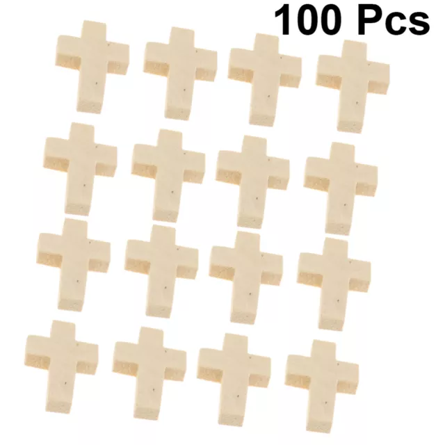 100 Pcs Charm Holder for Necklace Wooden Crosses Spacer Beads Jewelry