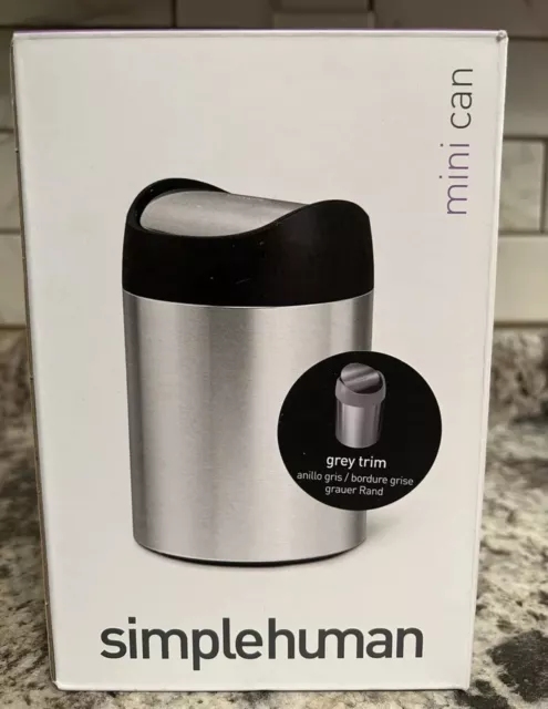 Simplehuman 1.5 Liter / 0.4 Gallon Mini Countertop Trash Can, Brushed Stainless