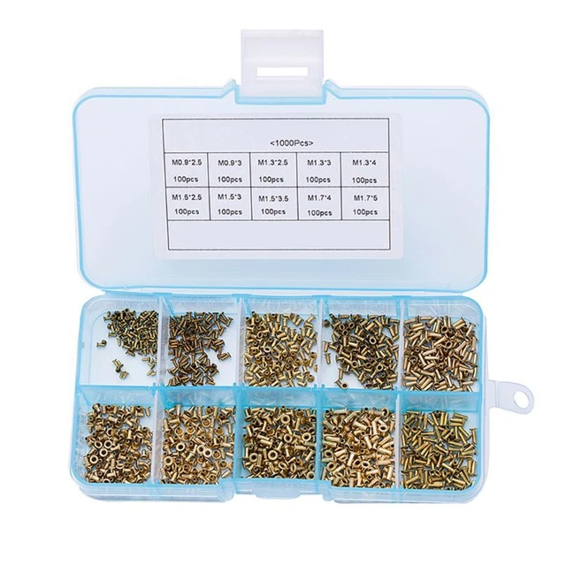 1000PCS Hollow Rivets Grommets Circuit Board PCB Nails Kit (M0.9 .3 .5 .7)