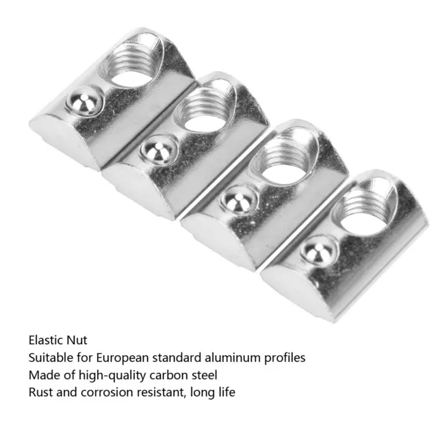 50Pcs M8 EU Standard Elastic Nut Aluminum Profiles T Slot Spring Nuts Fasteners☯