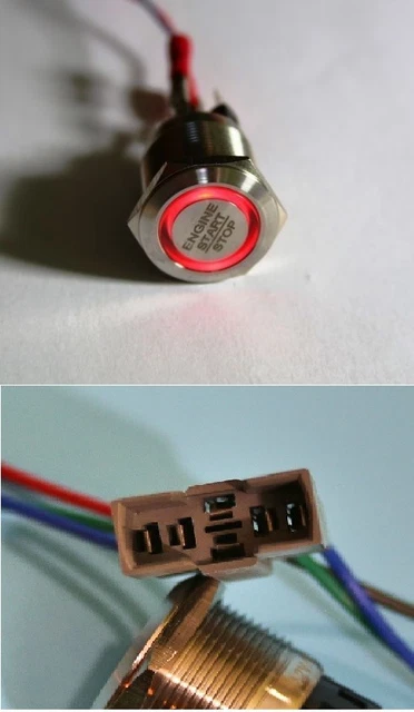 LED Starterknopf rot Start Knopf Startknopf 22 mm "Engine start stop" + Fassung