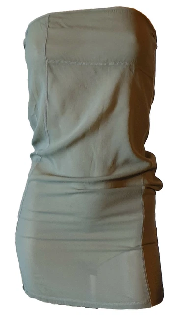 Top Bustino Corsetto Corpetto Seta Trasparente Velato Chiffon Donna Verde Tag 42