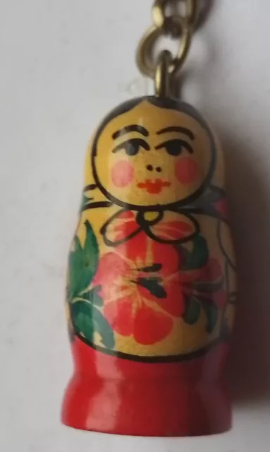 Vintage Retro Schlüsselring Schlüsselring Holz Russische Puppe