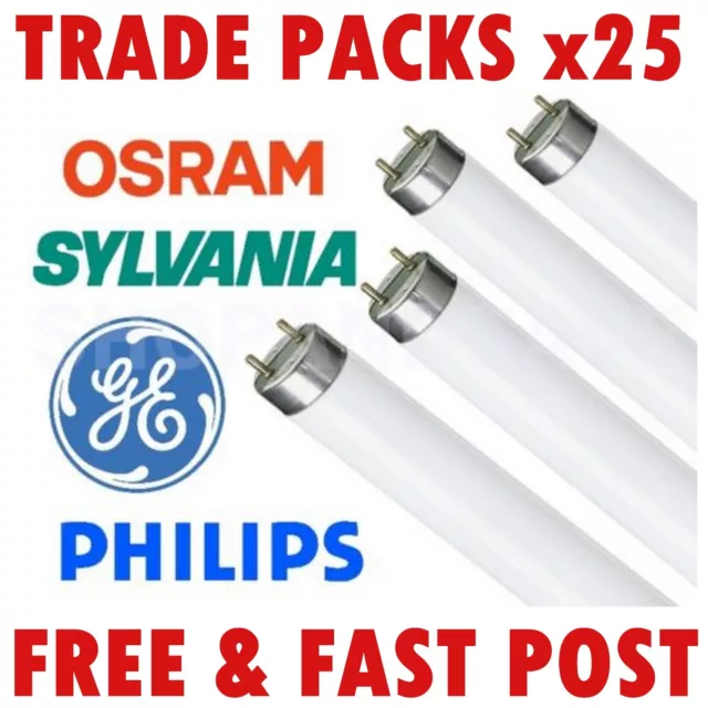 25x DAYLIGHT BRANDED T8 FLUORESCENT TUBES 2ft 4ft 5ft 6ft 18w 30w 36w 58w 70w