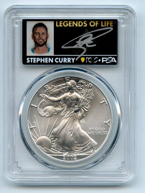 2002 $1 American Silver Eagle Dollar PCGS MS70 Legends of Life Stephen Curry