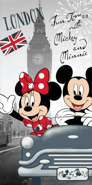 Disney Minnie e Mickey London Asciugamano in Cotone Telo Mare 70x140cm Bambini 2