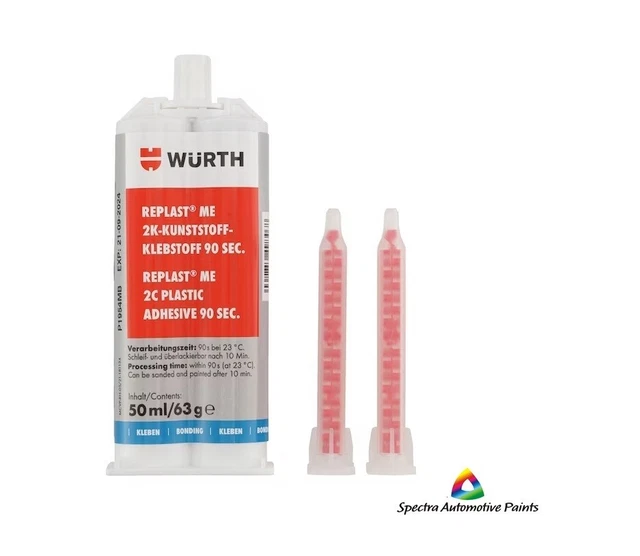 WURTH REPLAST EASY 2K Plastics Adhesive Fast Black 50ml