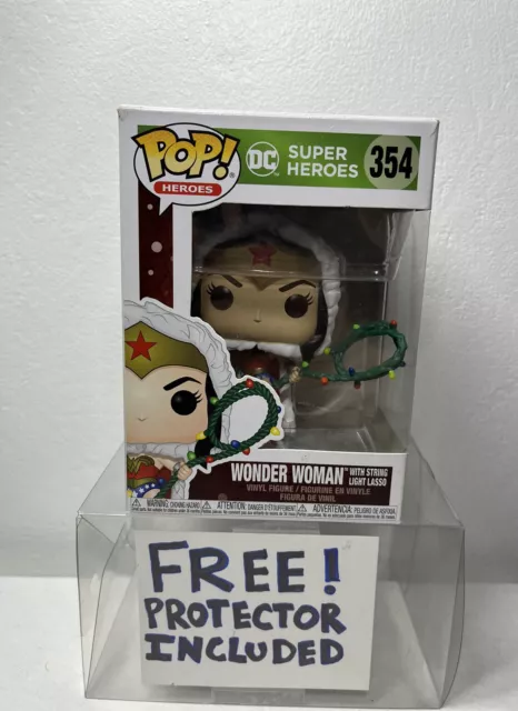 Wonder Woman with Christmas Lights Lasso Holiday #354 Funko Pop DC Heroes W/CASE
