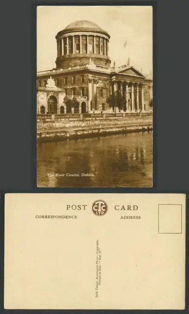 Ireland Co. Dublin Old Postcard The Four Courts River Liffey Irish Tourist Assoc
