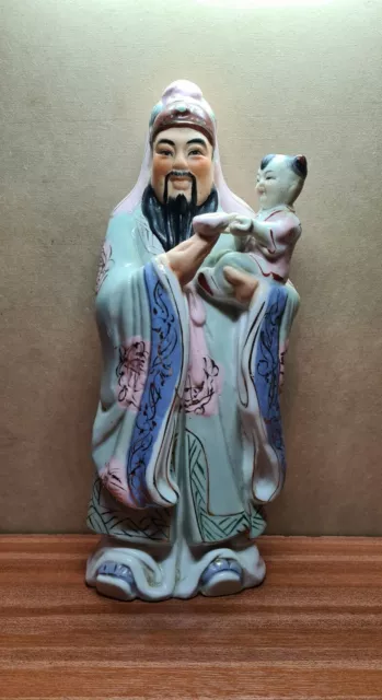 Vtg / Antique Porcelain Figurine Of Chinese Wise Man Lu - 25cmTall