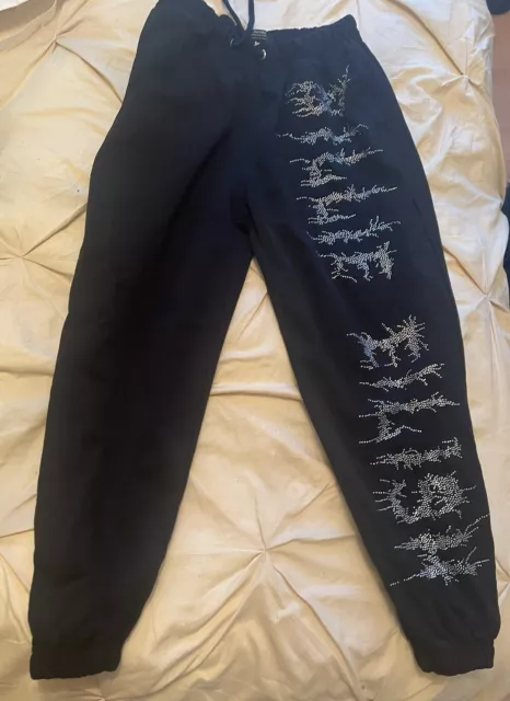 Billie Eilish X Bershka jogger neri strass taglia M RARI
