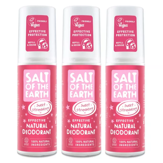 Salt of The Earth Doux Fraise Spray Déodorant 100ml (Paquet De 3)