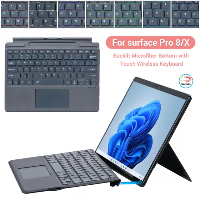 For Microsoft Surface Pro 9/Pro 8/Pro X 13 inch Slim Backlit Keyboard Touchpad