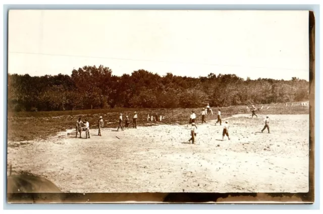 c1910's Boys Playing Baseball Diamond RPPC Photo Unposted Antique Postcard