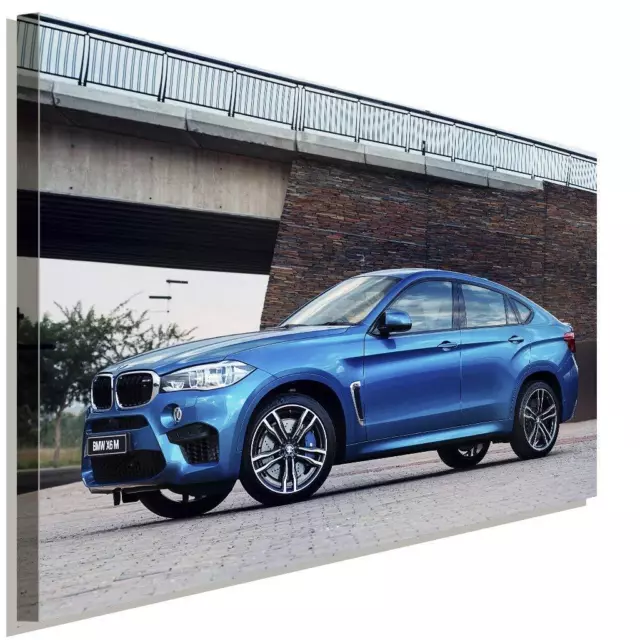 BMW X6 M Blau Metalic Leinwandbild AK Art Studio Wanddeko Wandbild TOP AUTO XXL