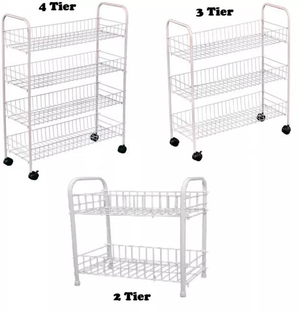 2/3/4 Tier Fruit Trolley Basket Rack Kitchen Storage Vegetable cart With Wheels