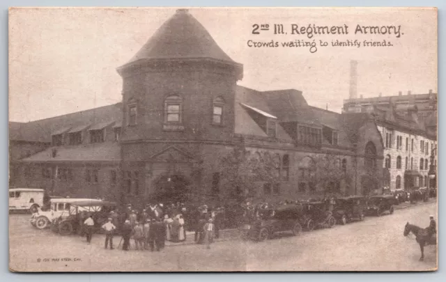 CHICAGO IL~EASTLAND DISASTER~CROWDS & Hearses Wait~2nd Regiment Armory ...