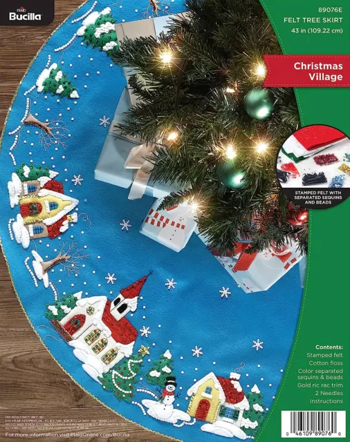 Bucilla Christmas Village Tree Skirt Felt Applique Kit