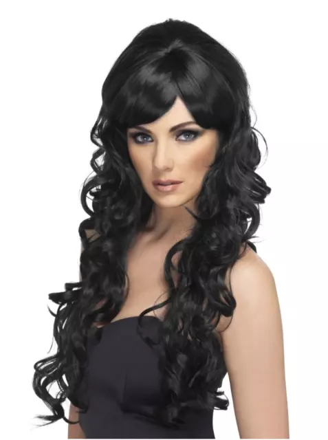Smiffys Pop Starlet Wig - Long Black Curly - Costume Fancy Dress Accessory Adult