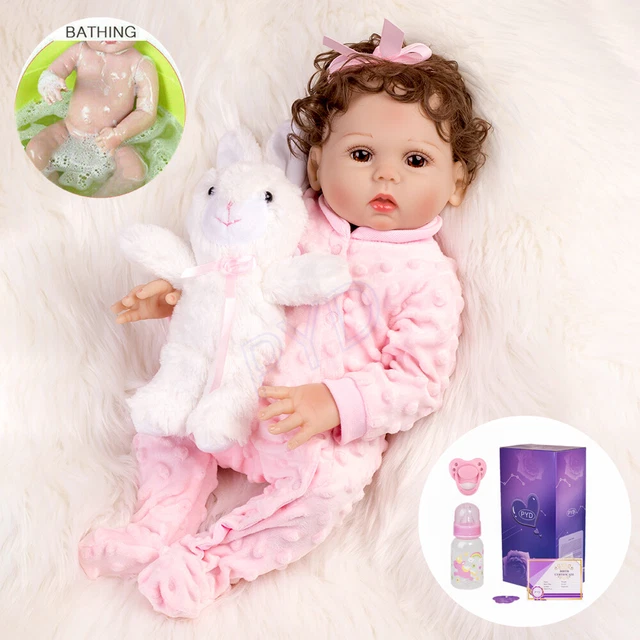 18" Full Body Silicone Vinyl Reborn Baby Dolls Cuddly Girl Doll Newborn Gift US