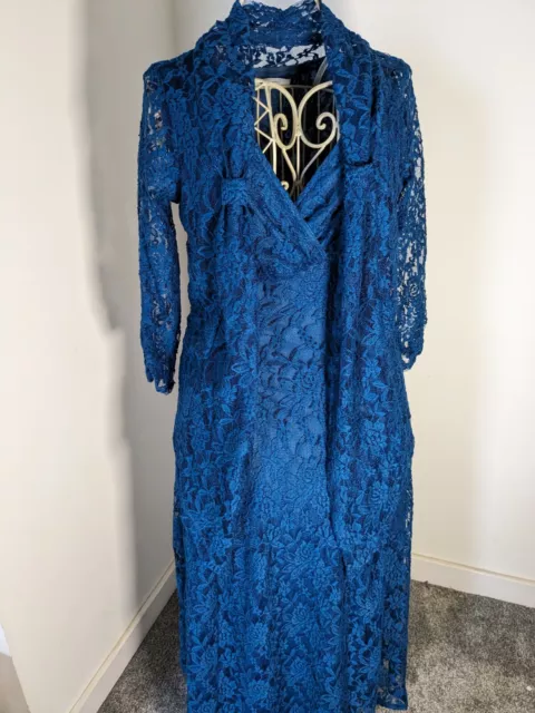 Abito Mamma Occasione Sposa Bolero Sera Matrimonio Elastico Verde Blu Pizzo