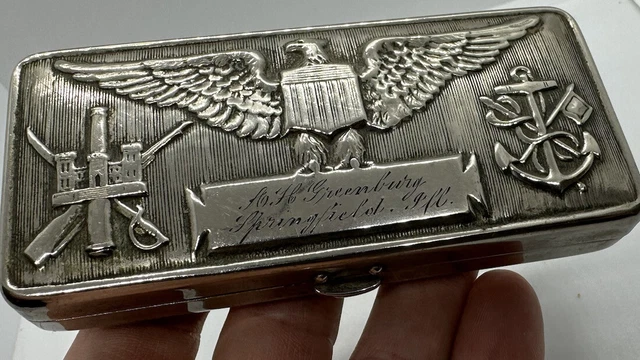 GILLETTE SILVER SAFETY RAZOR TIN BOX MILITARY AH Grrensburg Springfield illinois