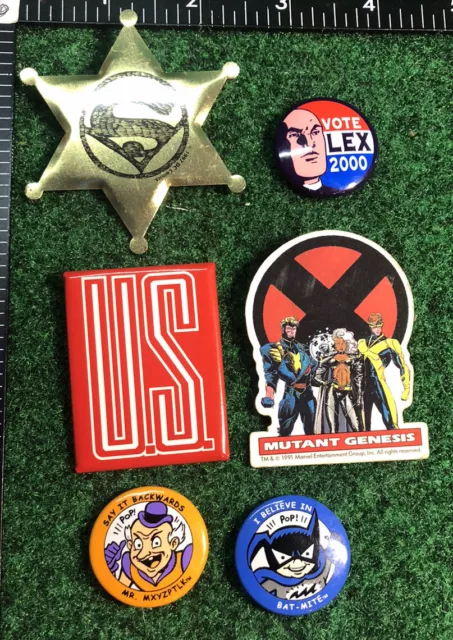 Lot Of 6 Comic Book Superman Lex Mutant MXYZPTLK Lapel Button Pin Badge Pinback