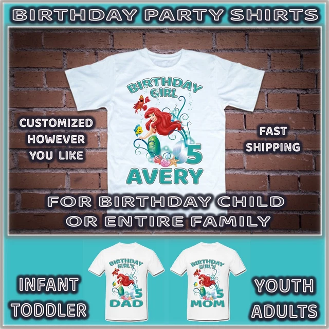 Little Mermaid  Birthday Shirt Family Matching T Shirts Custom Tshirts Kids Tee
