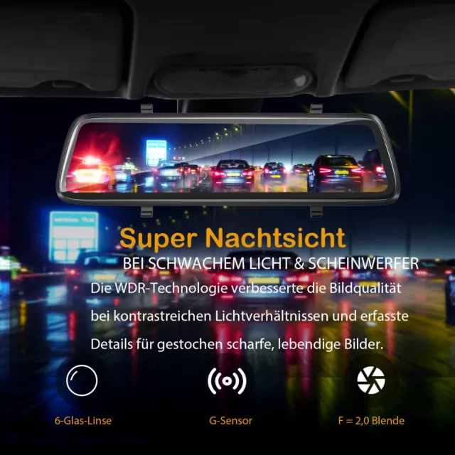 XGODY Dashcam Spiegel Videorecorder Autokamera DVR Rückfahrkamera KFZ Nachtsicht 3