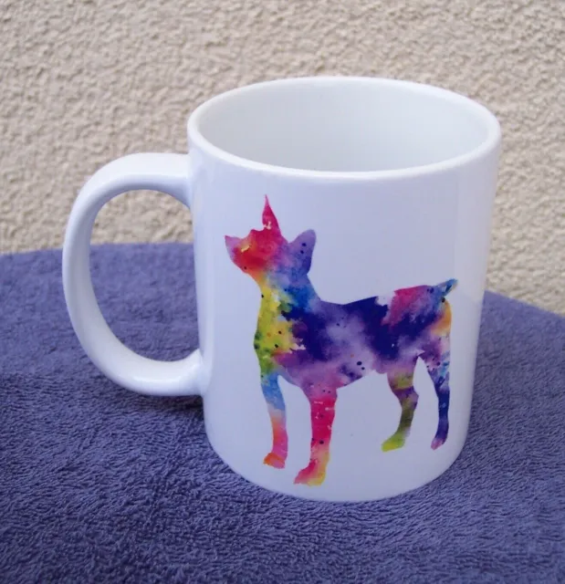 DJ Rogers Colorful Rat Terrier Dog Coffee Mug Cup GIFT watercolor multi on white