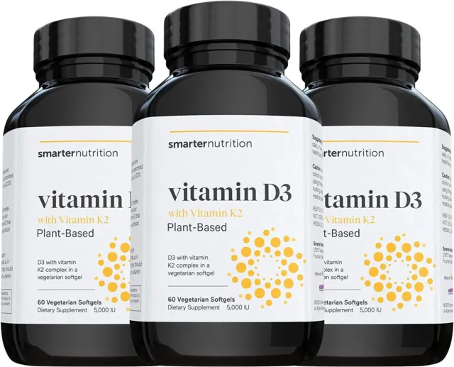 Plant-Based Vitamin D3 Immune Support with Vegan K2 Complex in a Vegetarian S...
